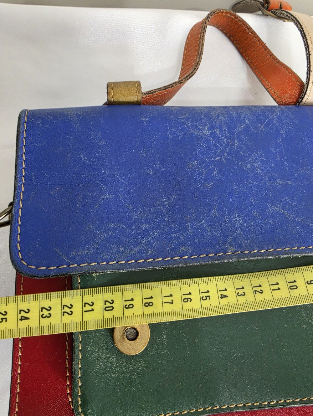 Colorblock Leather Crossbody Satchel Bag - Picture 12 of 12
